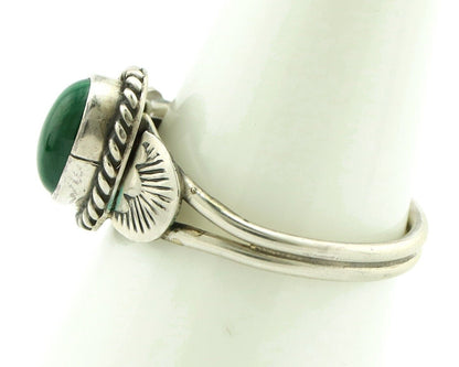 Navajo Ring 925 Silver Natural Mined Malachite Native American Artist C.80's