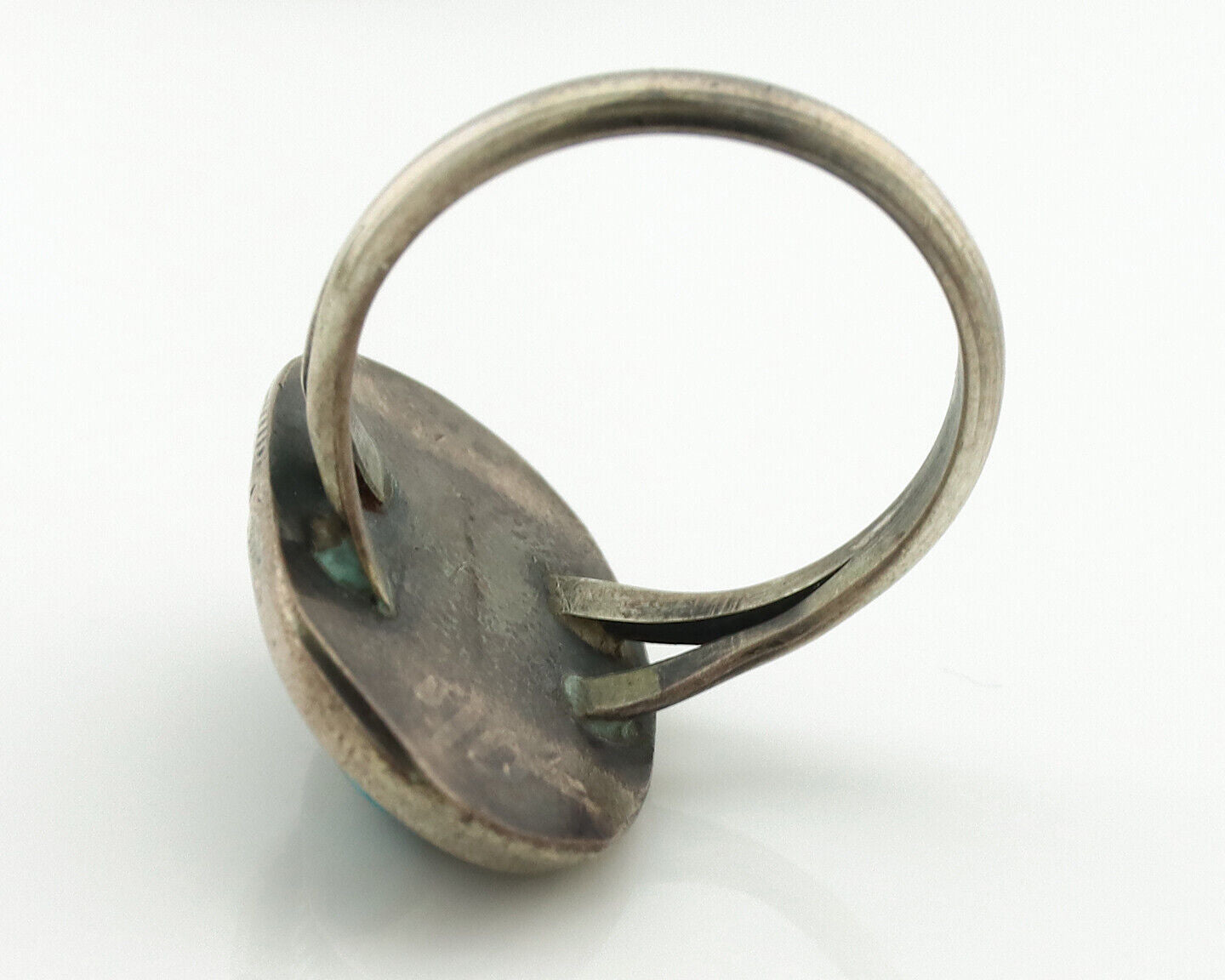 Navajo Ring .925 Silver Spiderweb Turquoise Native Artist C.80's