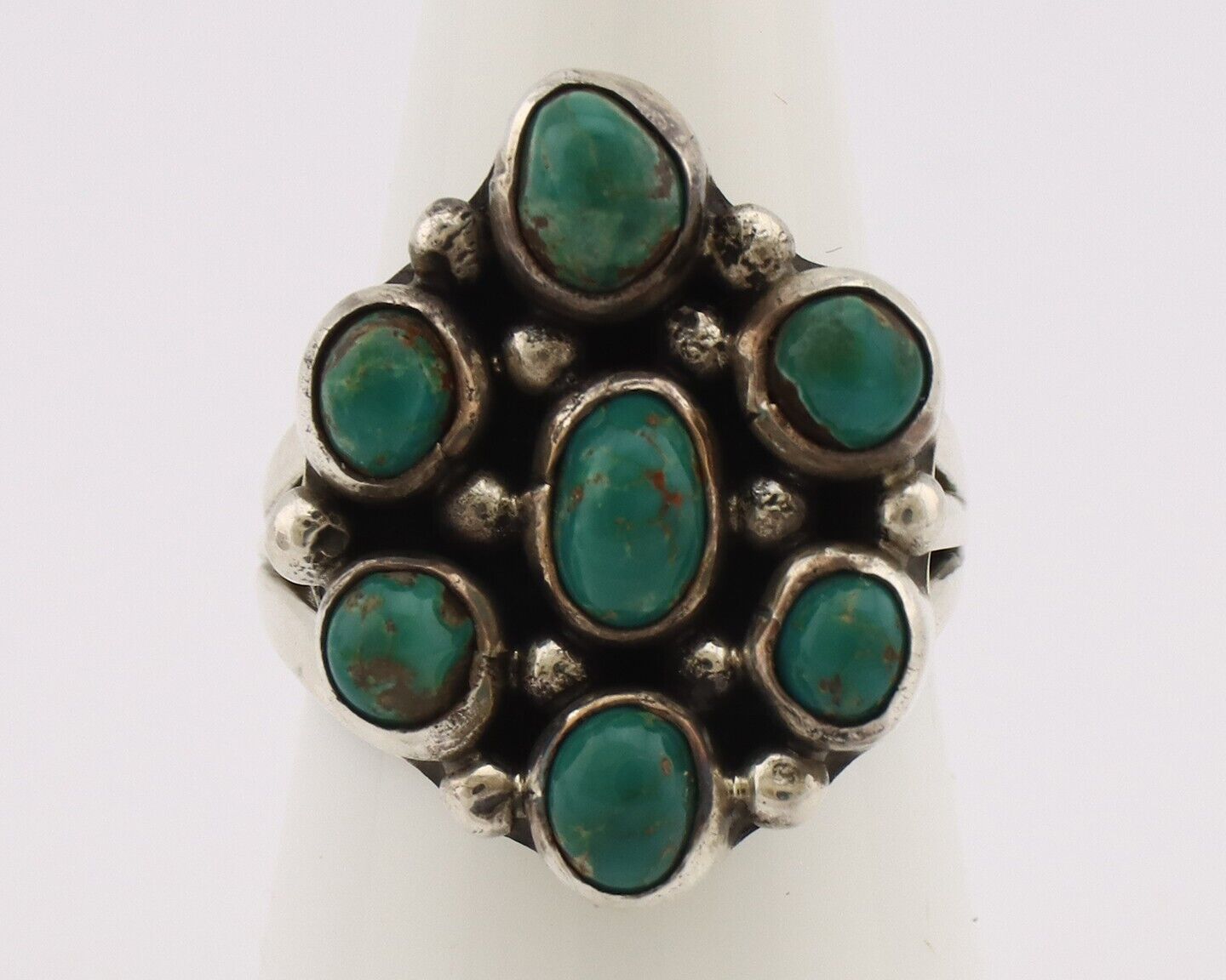 Navajo Ring .925 Silver Natural Blue Turquoise Artist Signed LP C.80's