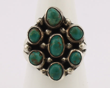 Navajo Ring .925 Silver Natural Blue Turquoise Artist Signed LP C.80's
