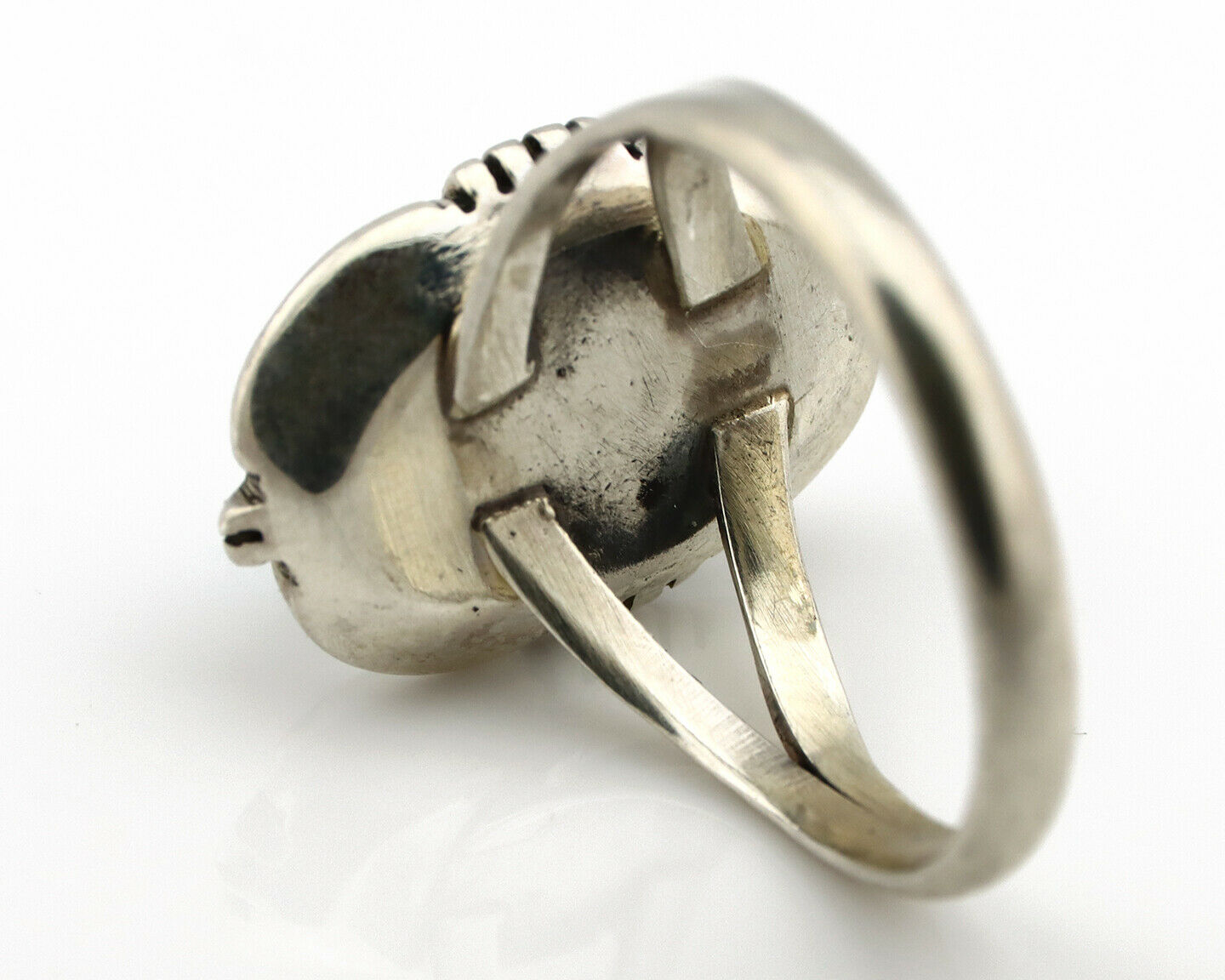 Navajo Ring .925 Silver Kingman Turquoise Artist Signed Apache C.80's