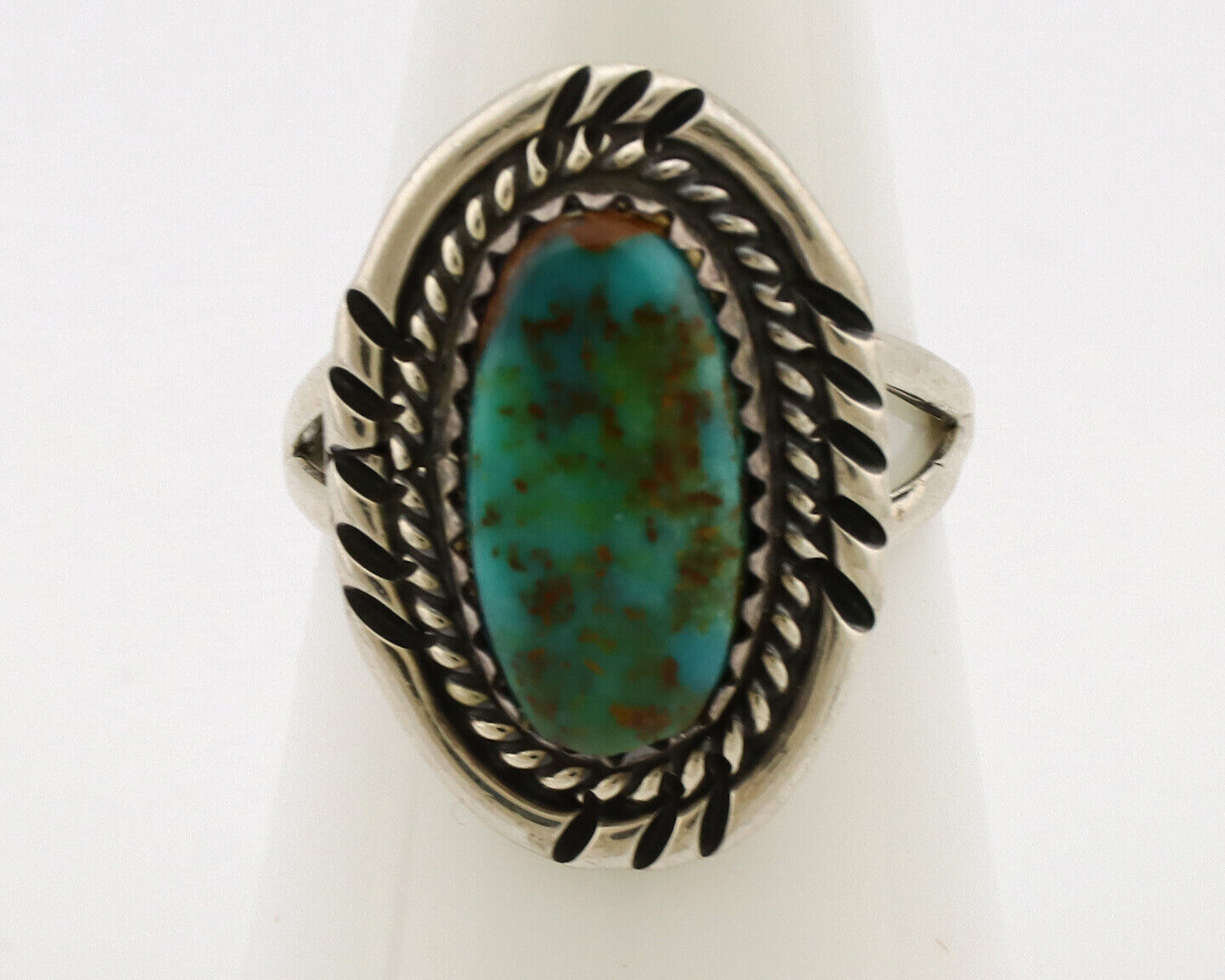 Navajo Ring .925 Silver Nevada Turquoise Native American Artist C.1980's