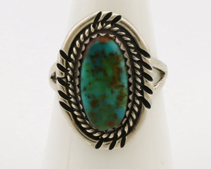 Navajo Ring .925 Silver Nevada Turquoise Native American Artist C.1980's