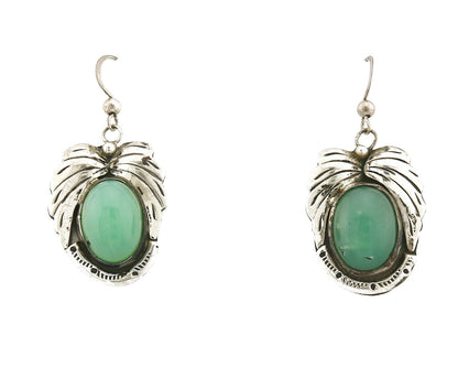 Women's Navajo Earrings .925 Silver Real California Jade Signed LL C.70's