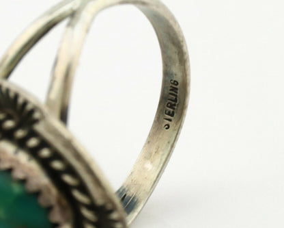 Navajo Ring .925 Silver Green Turquoise Native American Artist C.1980's