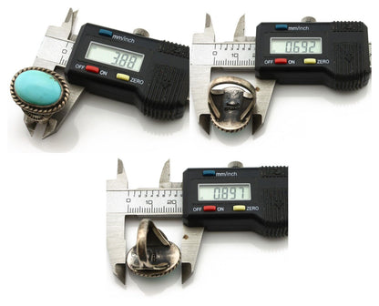 Navajo Ring 925 Silver Natural Blue Turquoise Native American Signed C.80's