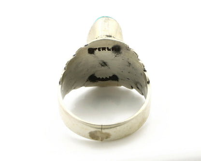Navajo Ring .925 Silver Kingman Turquoise Artist Signed Apache C.80's
