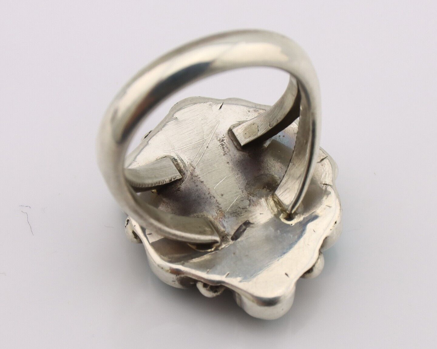 Navajo Ring .925 Silver Natural Blue Turquoise Native American Artist C.80's