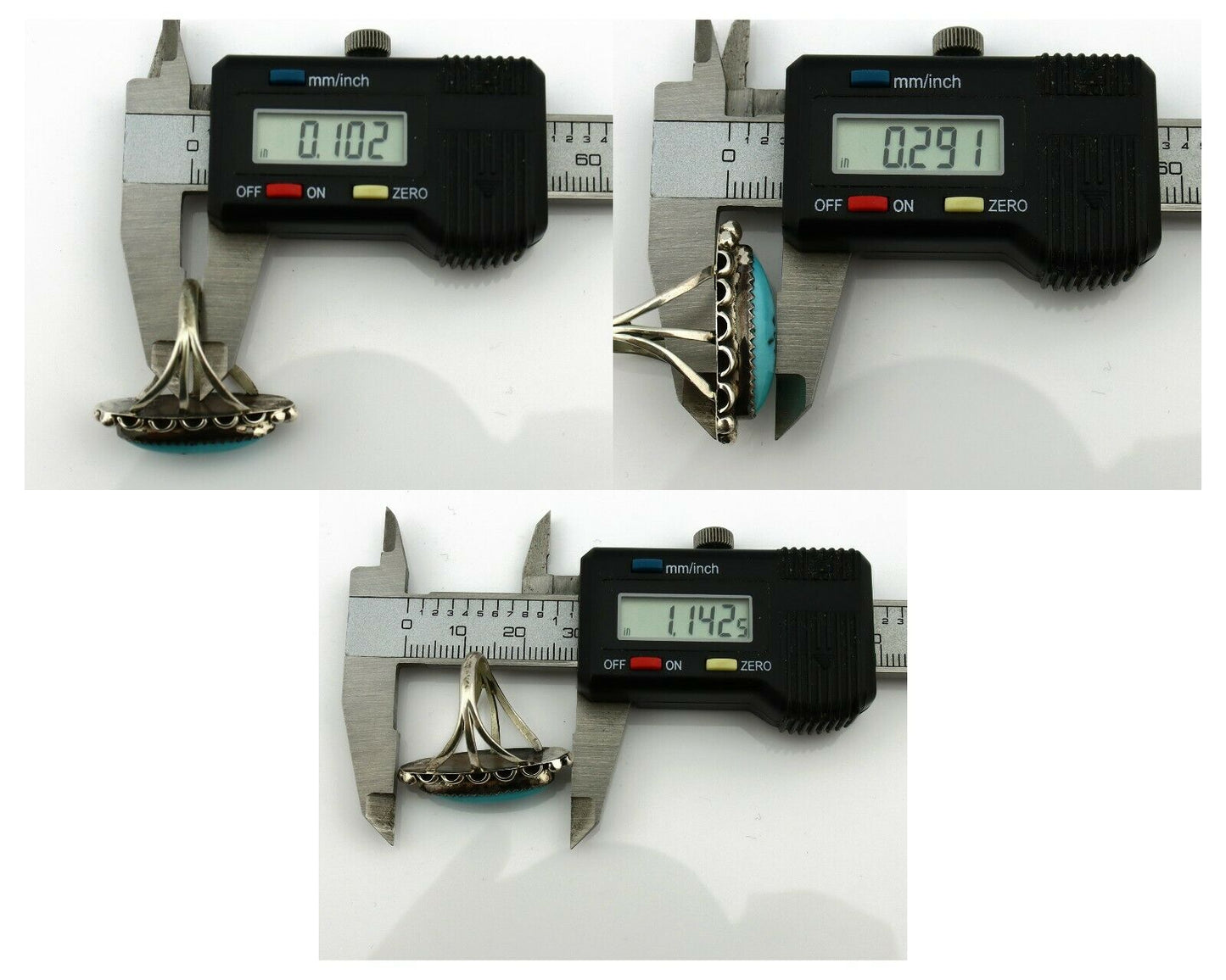 Navajo Ring .925 Silver Natural Blue Turquoise Artist Signed SC C.80's