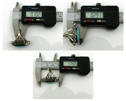 Navajo Ring .925 Silver Natural Blue Turquoise Artist Signed SC C.80's