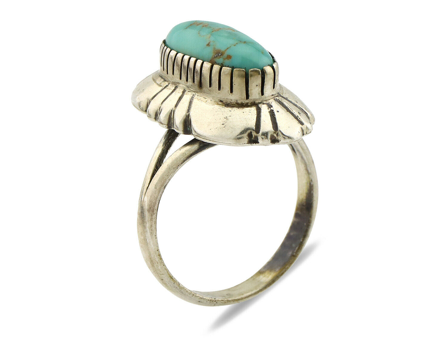 Navajo Ring .925 Silver Arizona Turquoise Signed M Montoya C.80's