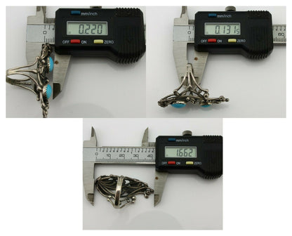 Navajo Ring .925 Silver Sleeping Beauty Turquoise Signed Prairie Fire C.80's
