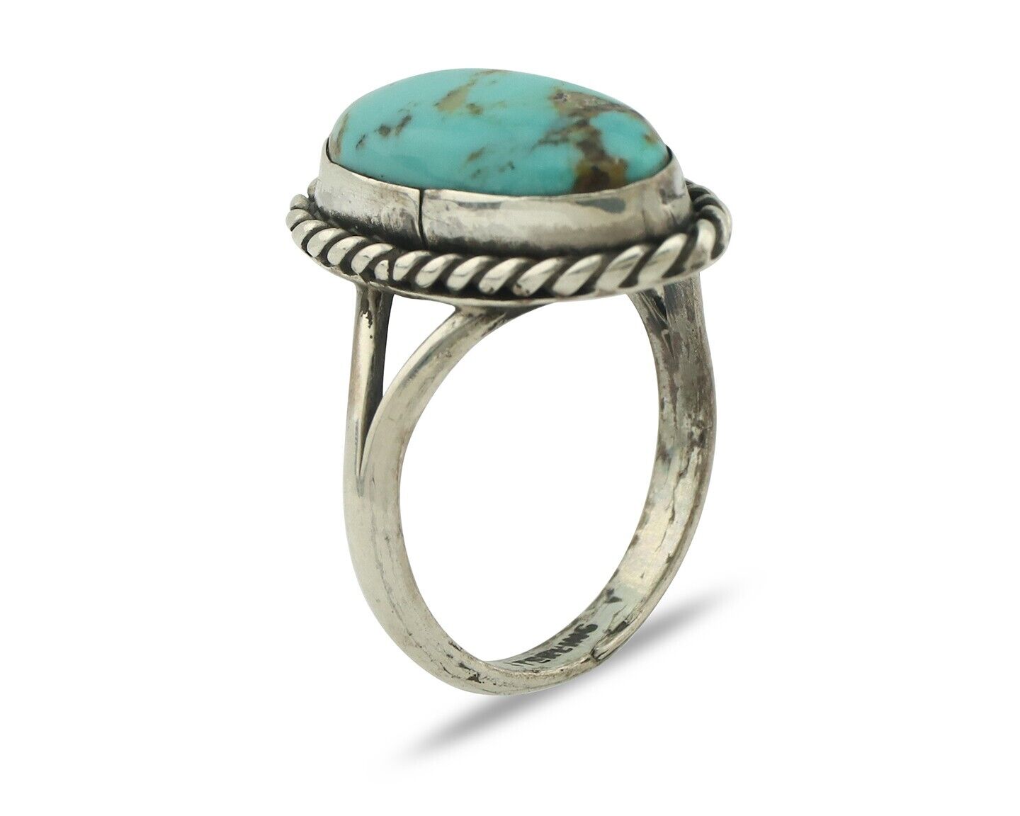 Navajo Ring 925 Silver Natural Blue Kingman Turquoise Native Artist C.80's