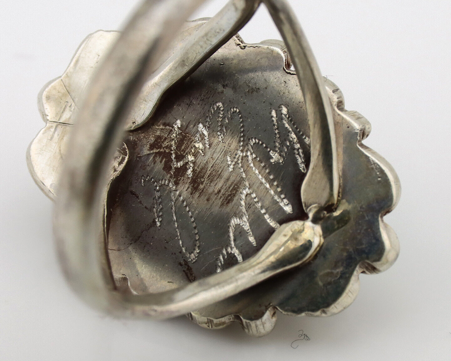 Navajo Ring .925 Silver Kingman Turquoise Artist Signed Billy Eagle C.80's