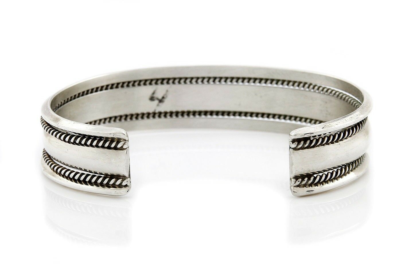 VTG Signed Navajo Indian Artist TAHE .925 Silver Cuff Bracelet