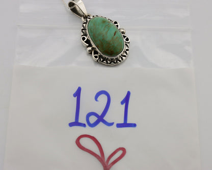 Navajo Necklace .925 Silver Kingman Turquoise Native American Signed C.1980's