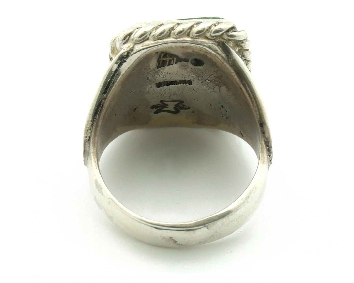 Navajo Ring .925 Silver Cripple Creek Turquoise Artist Signed Montoya C.80's