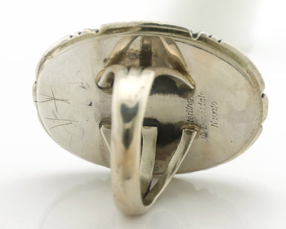 Navajo Ring .925 Silver Natural Turquoise Artist Signed William Denetdale C.80s