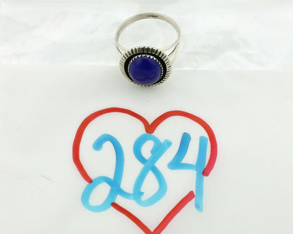 Navajo Ring .925 Silver Natural Lapis Lazuli Native American Artist C.80's