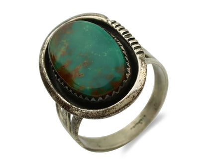 Navajo Ring .925 Silver Kingman Turquoise Native American Artist C.1980's