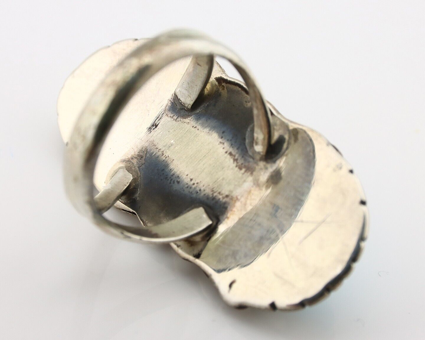 Navajo Ring 925 Silver Bisbee Turquoise Artist Signed Mike Platero C.80's