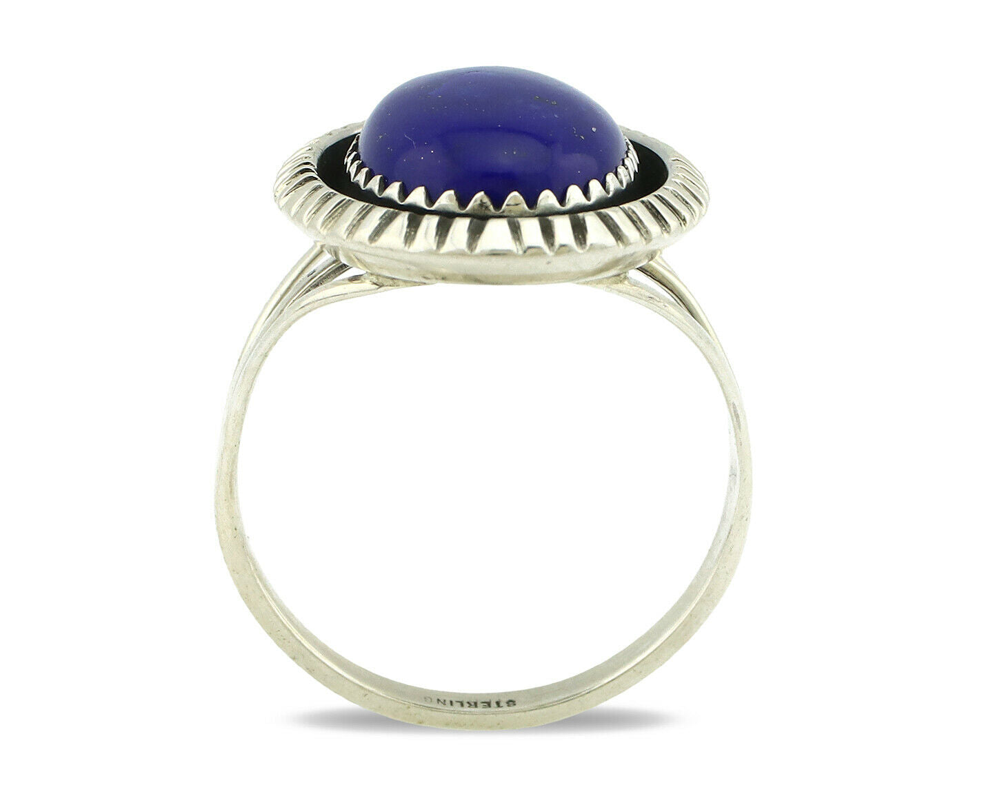 Navajo Ring .925 Silver Natural Lapis Lazuli Native American Artist C.80's
