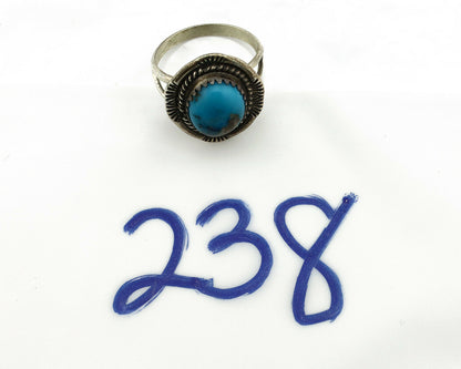 Navajo Ring .925 Silver Natural Blue Turquoise Native American Artist C.80's