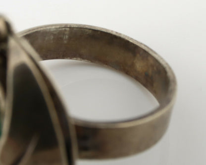 Navajo Ring .925 Silver Kingman Turquoise Native American Artist C.1980's