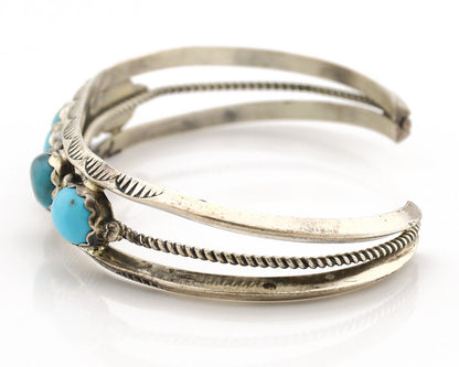 Navajo Bracelet .925 Silver Natural Blue Southwest Turquoise Signed UB C.80's