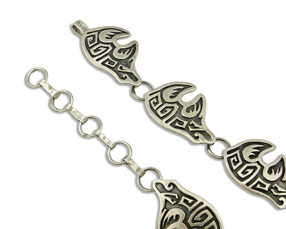 Navajo Spirit Bear Concho Belt .925 Silver Handmade Signed M Montoya C.80's