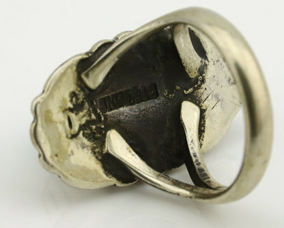 Navajo Ring .925 Silver Green Turquoise Signed M Montoya C.80's