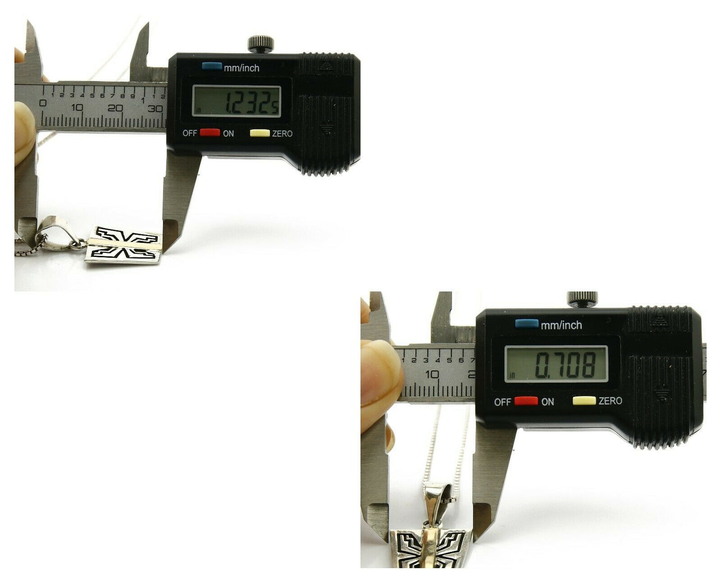 Women's Navajo Necklace .925 Silver & 14k SOLID Gold Artist C.80's Butterfly