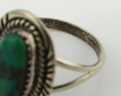 Navajo Ring .925 Silver Kingman Turquoise Native American Artist C.1980's