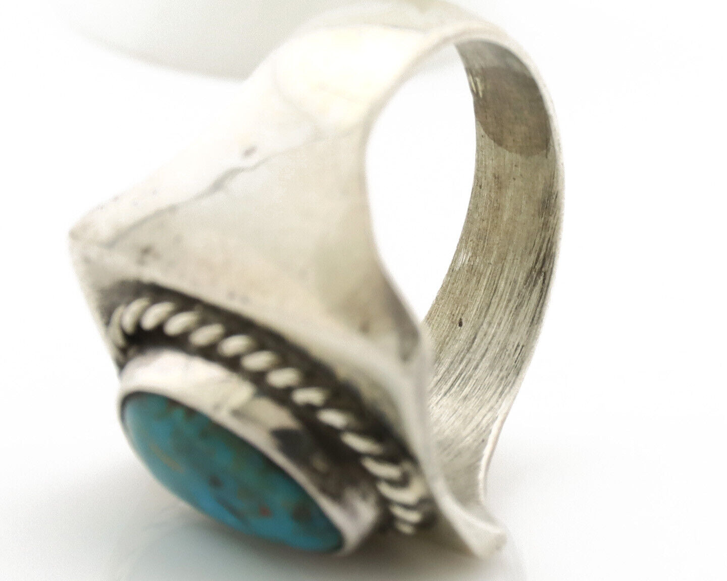 Navajo Ring .925 Silver Natural Turquoise Handmade Native American Artist C.80s