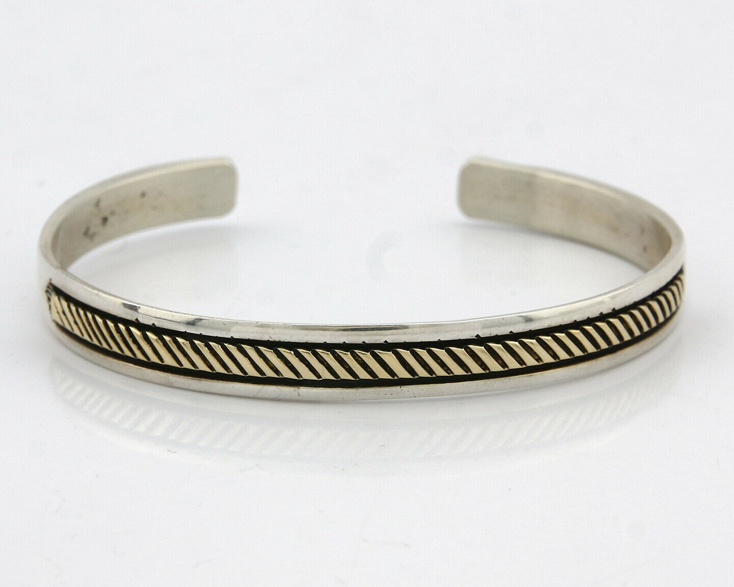 Navajo Bracelet SOLID .925 Silver & 12K Gold Filled Signed E Cuff C.80's