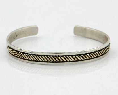 Navajo Bracelet SOLID .925 Silver & 12K Gold Filled Signed E Cuff C.80's