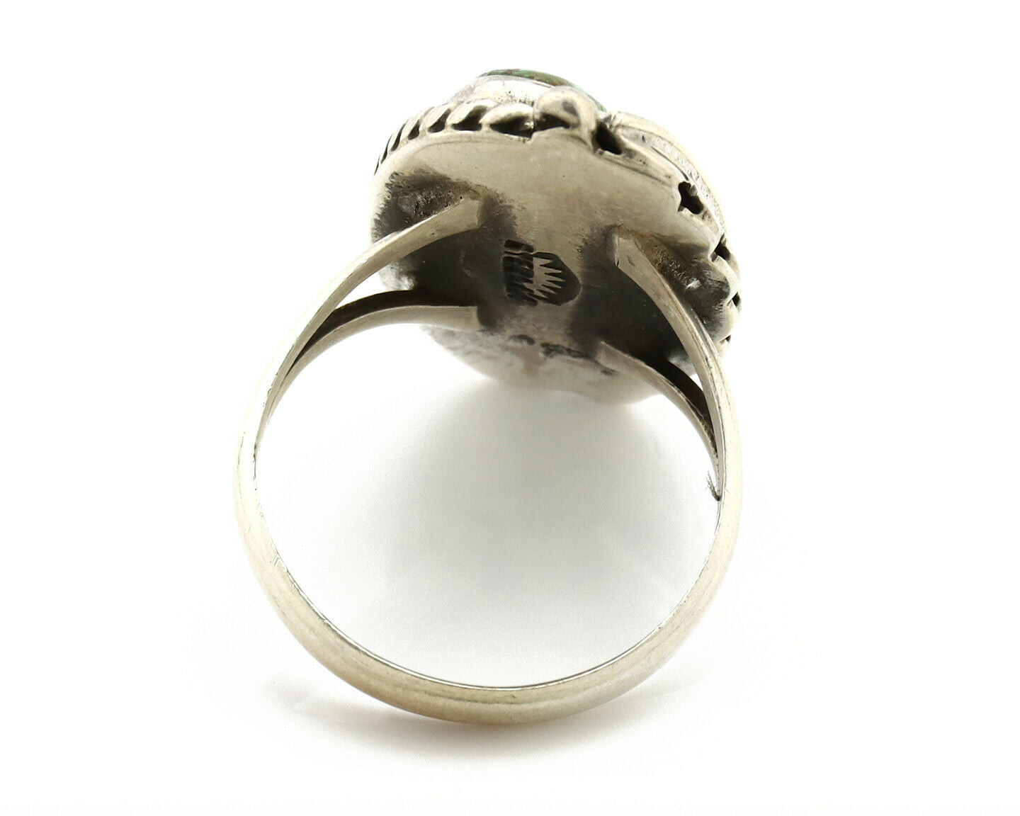 Navajo Ring .925 Silver Turquoise Mountain Signed Artist Apache C.80's