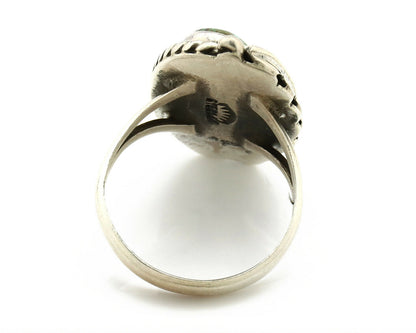 Navajo Ring .925 Silver Turquoise Mountain Signed Artist Apache C.80's