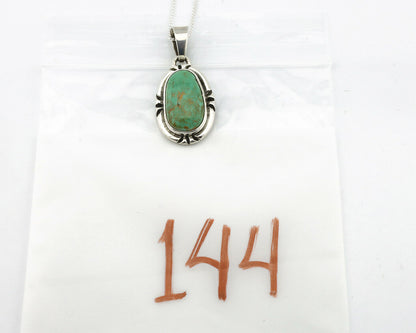 Navajo Kingman Turquoise Pendant .925 Silver Hand Stamped Signed Gecko C.80's