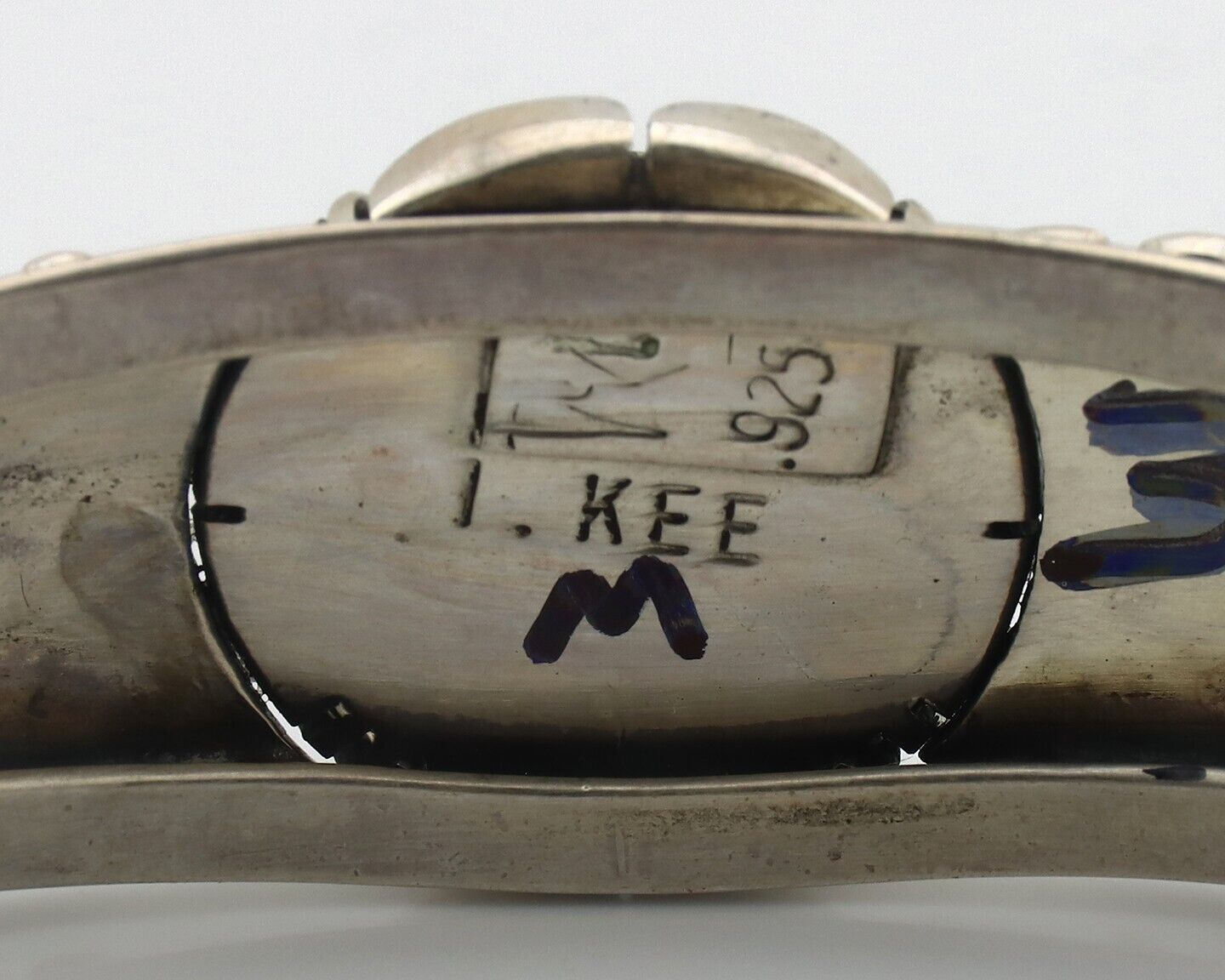 Navajo Bracelet 925 Silver Coral & Blue Turquoise Shop Signed De Chelly - L Kee