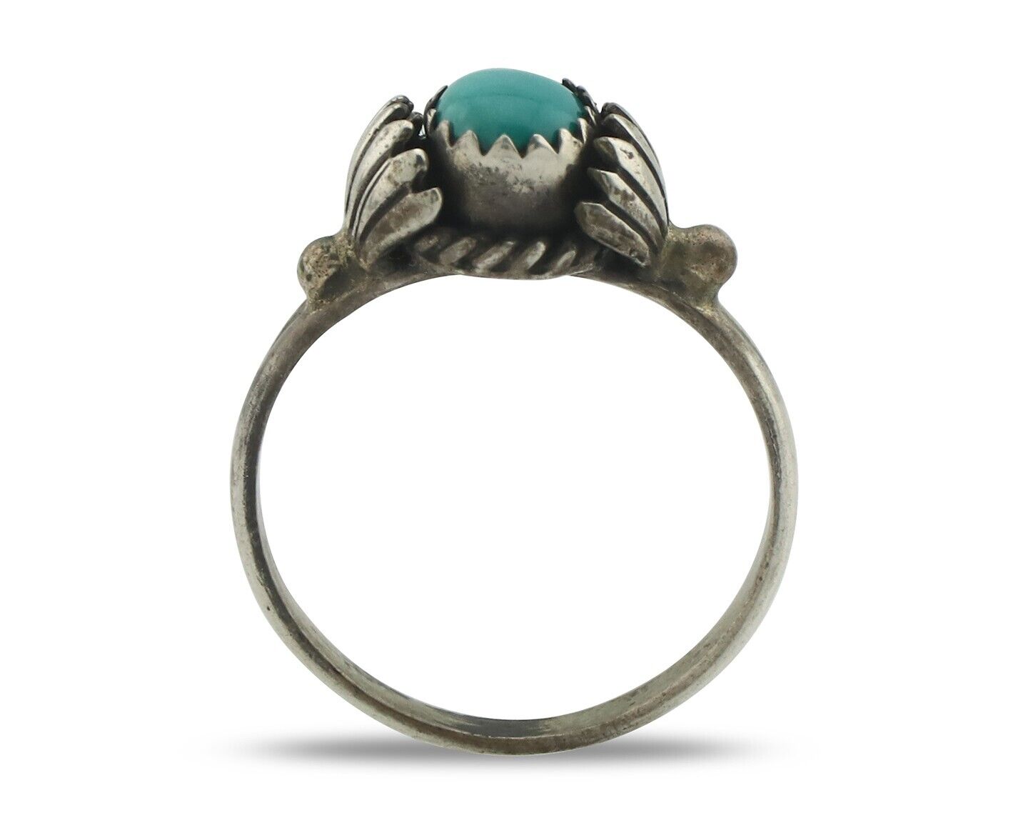Navajo Handmade Ring .925 Silver Blue Gem Turquoise Native Artist C.80's