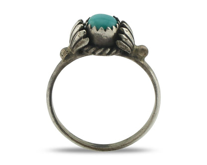 Navajo Handmade Ring .925 Silver Blue Gem Turquoise Native Artist C.80's