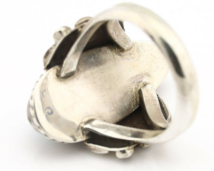 Navajo Ring .925 Silver Blue Spiderweb Turquoise Fred Guerrero C.1980's