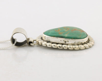 Navajo Necklace .925 Silver Kingman Turquoise Signed Native C.1980's