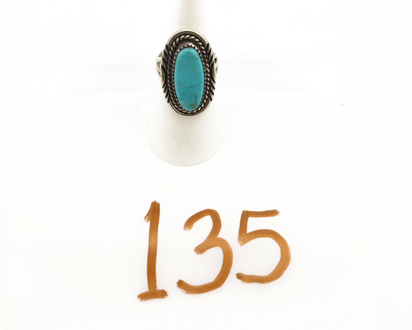 Navajo Ring .925 Silver Natural Blue Turquoise Artist Talhat C.1980's