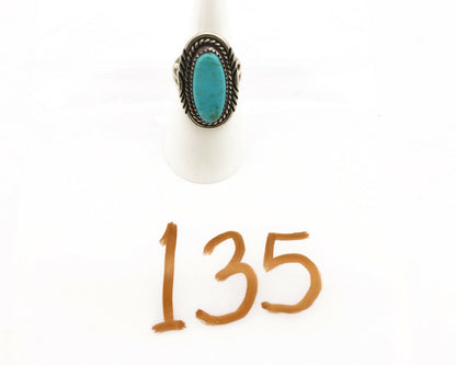 Navajo Ring .925 Silver Natural Blue Turquoise Artist Talhat C.1980's