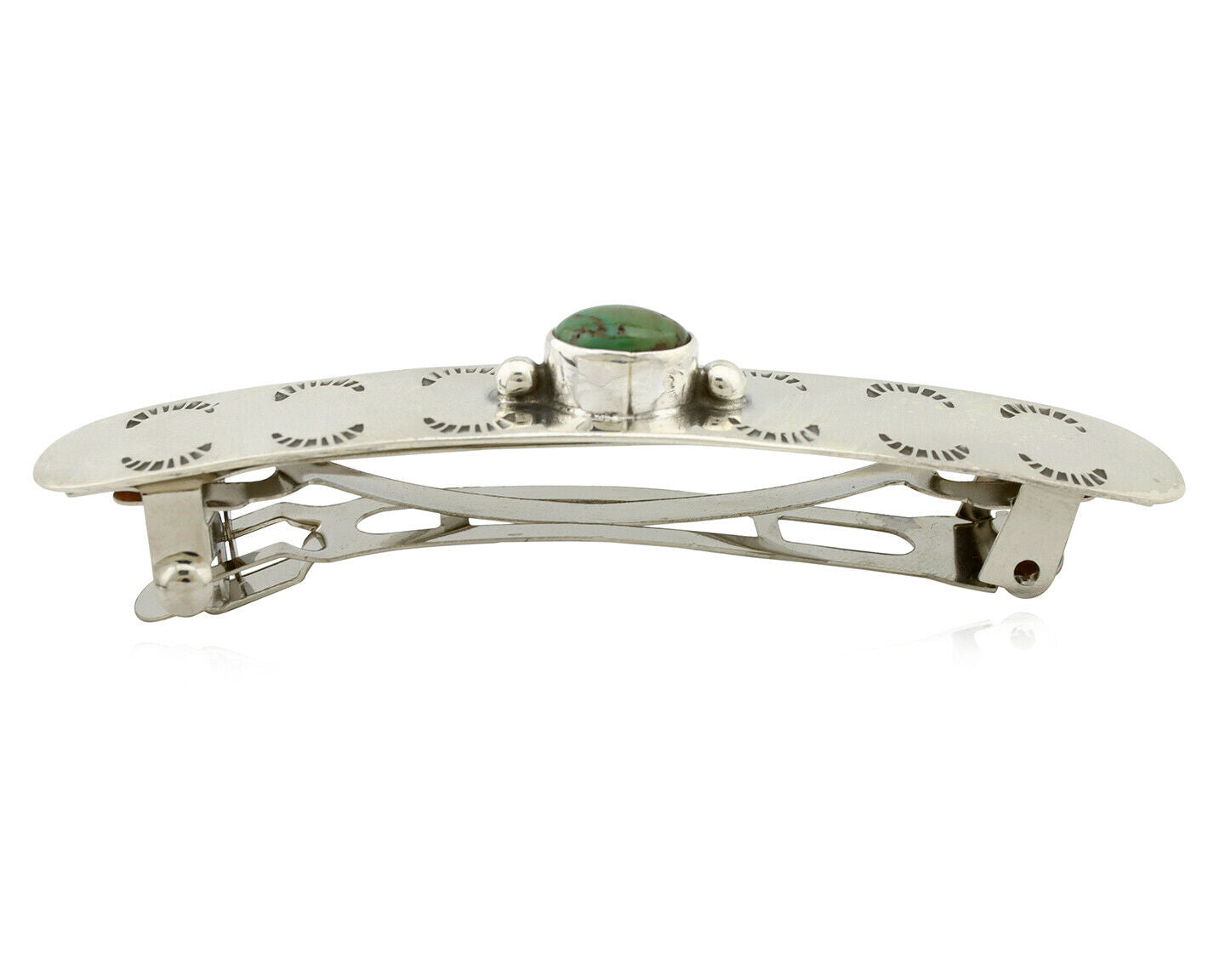 Navajo Hair Clip .925 Silver Royston Turquoise Barrette C.80's