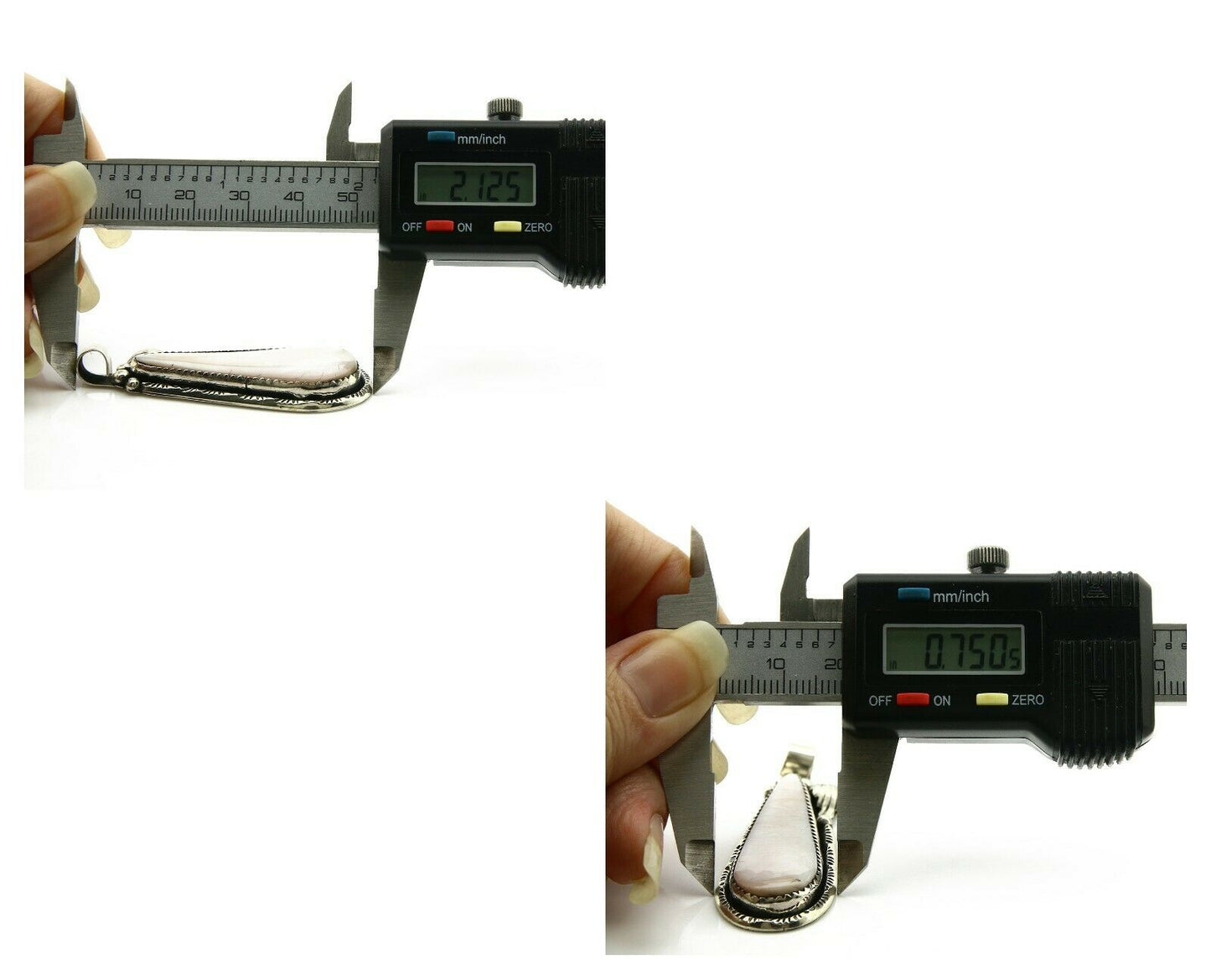 Navajo Pendant .925 Silver Real Natural Pink Mussel Signed Yazzie C.80's