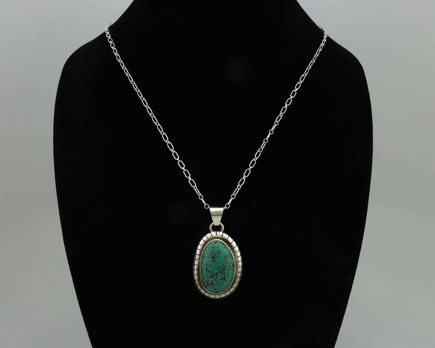 Navajo Pendant .925 Silver Spiderweb Turquoise Native American C.80's