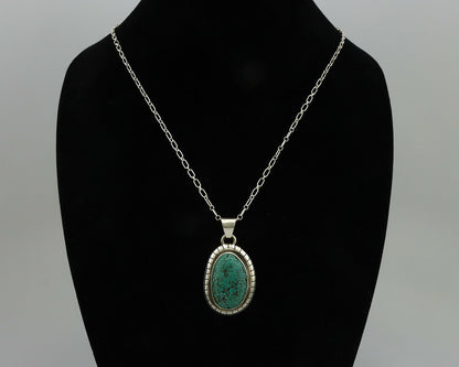 Navajo Pendant .925 Silver Spiderweb Turquoise Native American C.80's